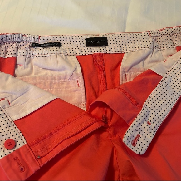 Talbots Perfect Shorts Bright Coral Stretch Bermuda 9 1/2" size 16 W Petite - Picture 10 of 14